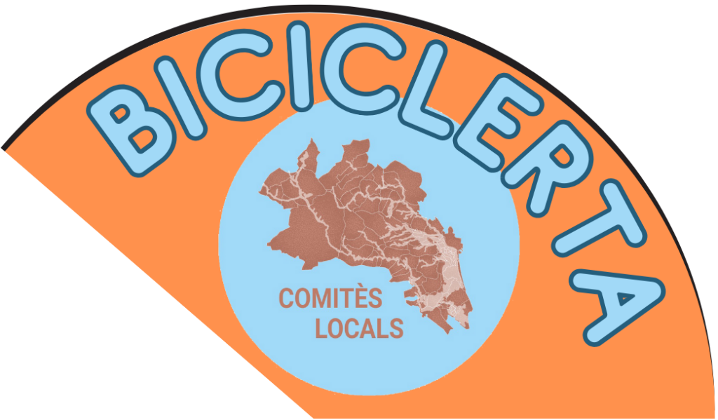 Imatge en forma d'abanic, on diu, en lletres grans i redones "BICICLERTA". De fons, el logo dels Comités Locals.